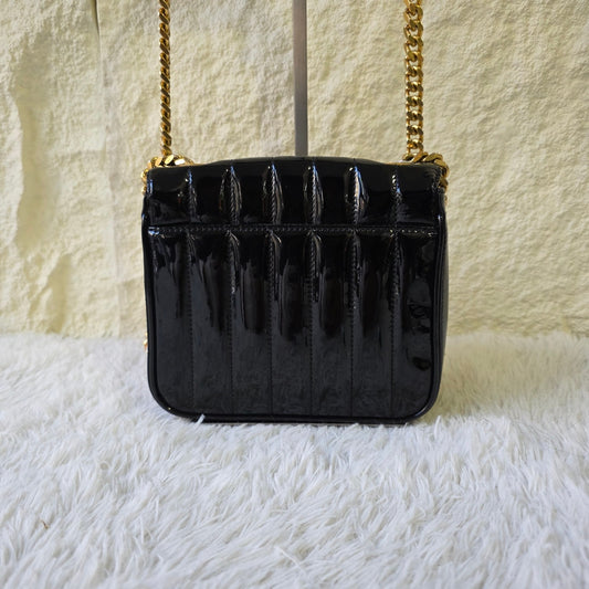 Saint Laurent Vicky Patent Leather Chain Shoulder Bag (Pre-Owned)
