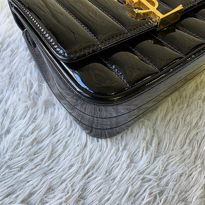 Saint Laurent Vicky Patent Leather Chain Shoulder Bag (Pre-Owned)