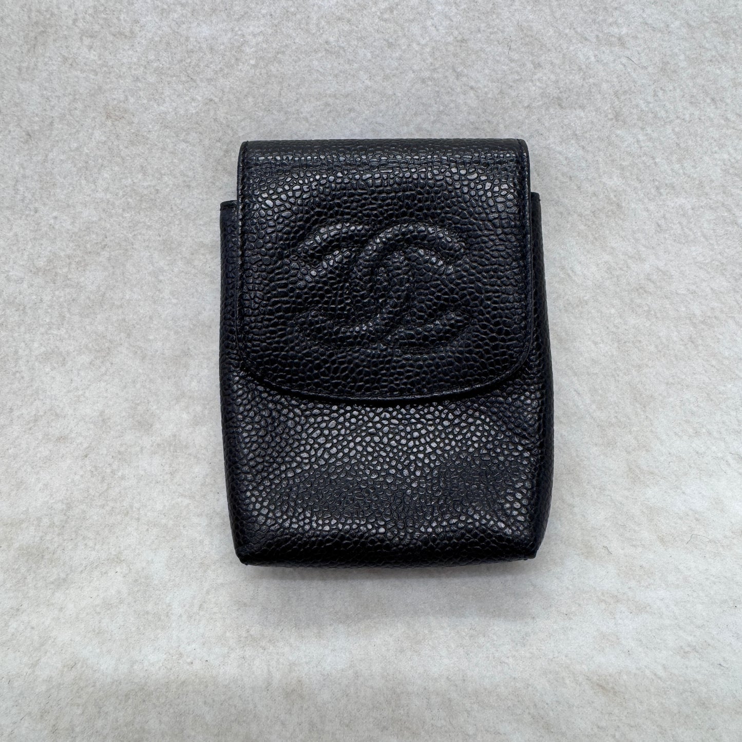 CHANEL Caviar Leather Mini Card Holder Pouch Black (Pre-Owned)
