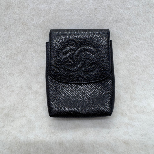CHANEL Caviar Leather Mini Card Holder Pouch Black (Pre-Owned)