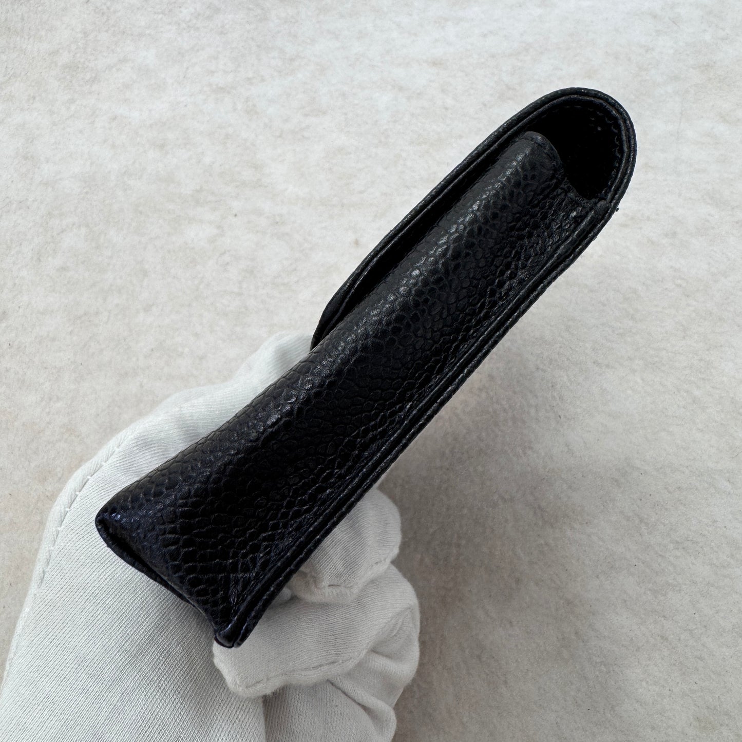 CHANEL Caviar Leather Mini Card Holder Pouch Black (Pre-Owned)