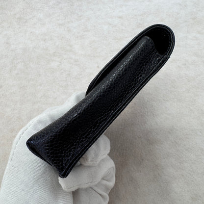 CHANEL Caviar Leather Mini Card Holder Pouch Black (Pre-Owned)