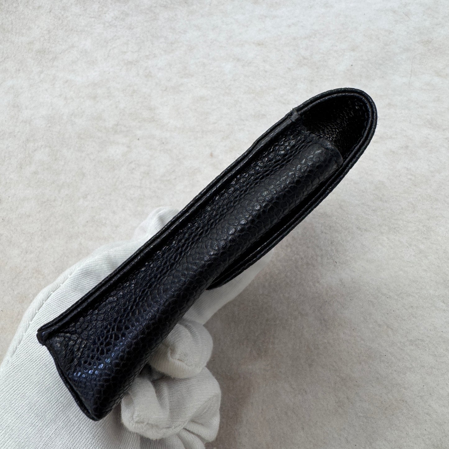 CHANEL Caviar Leather Mini Card Holder Pouch Black (Pre-Owned)