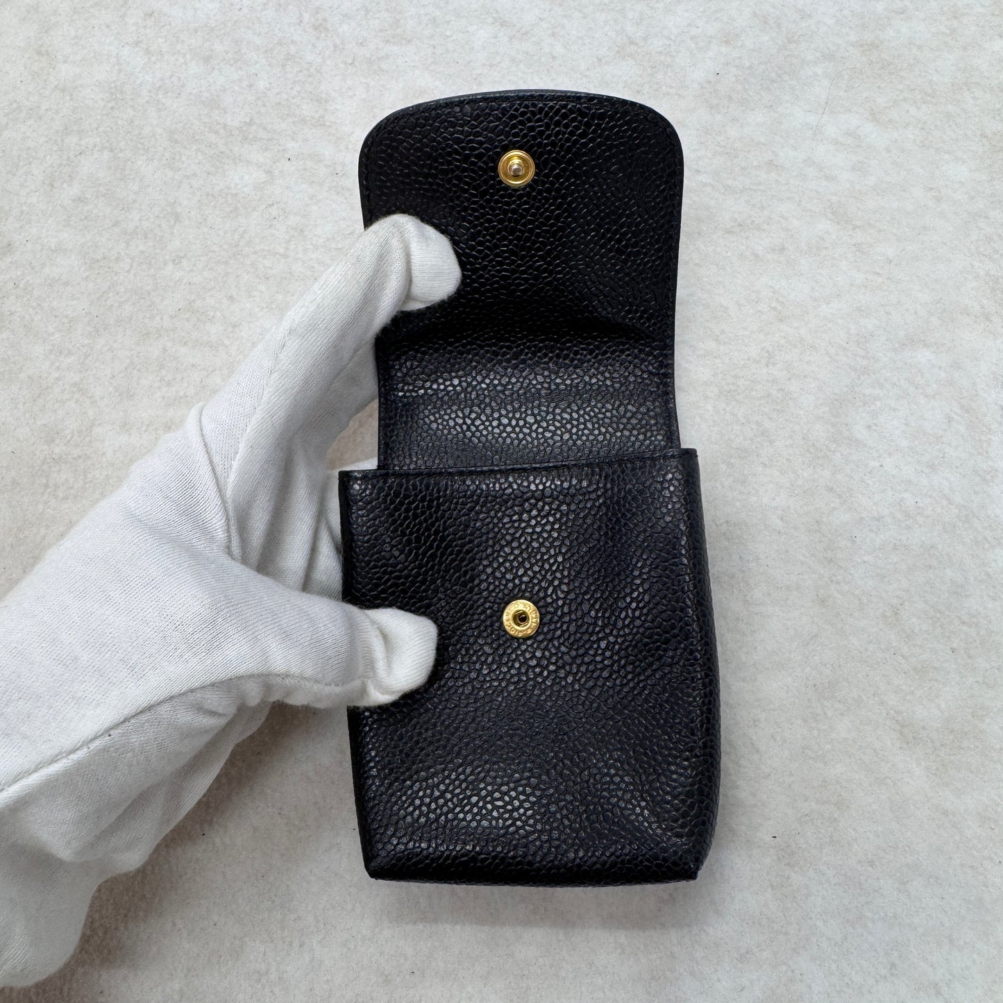 CHANEL Caviar Leather Mini Card Holder Pouch Black (Pre-Owned)