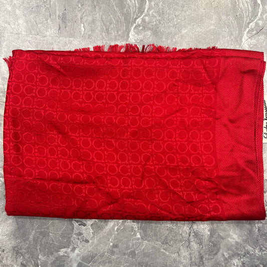 Salvatore Ferragamo Gancini Logo Jacquard Wool Scarf (Pre-Owned)