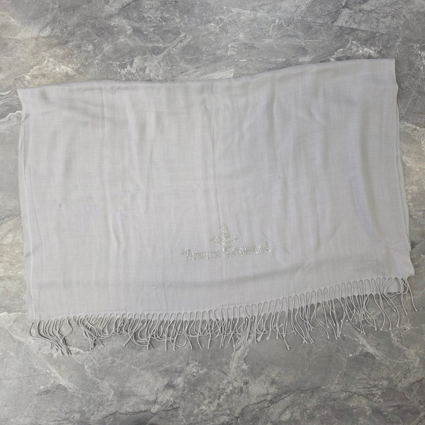 Vivienne Westwood Logo Embellished Light Grey Scarf (Pre-Owned)