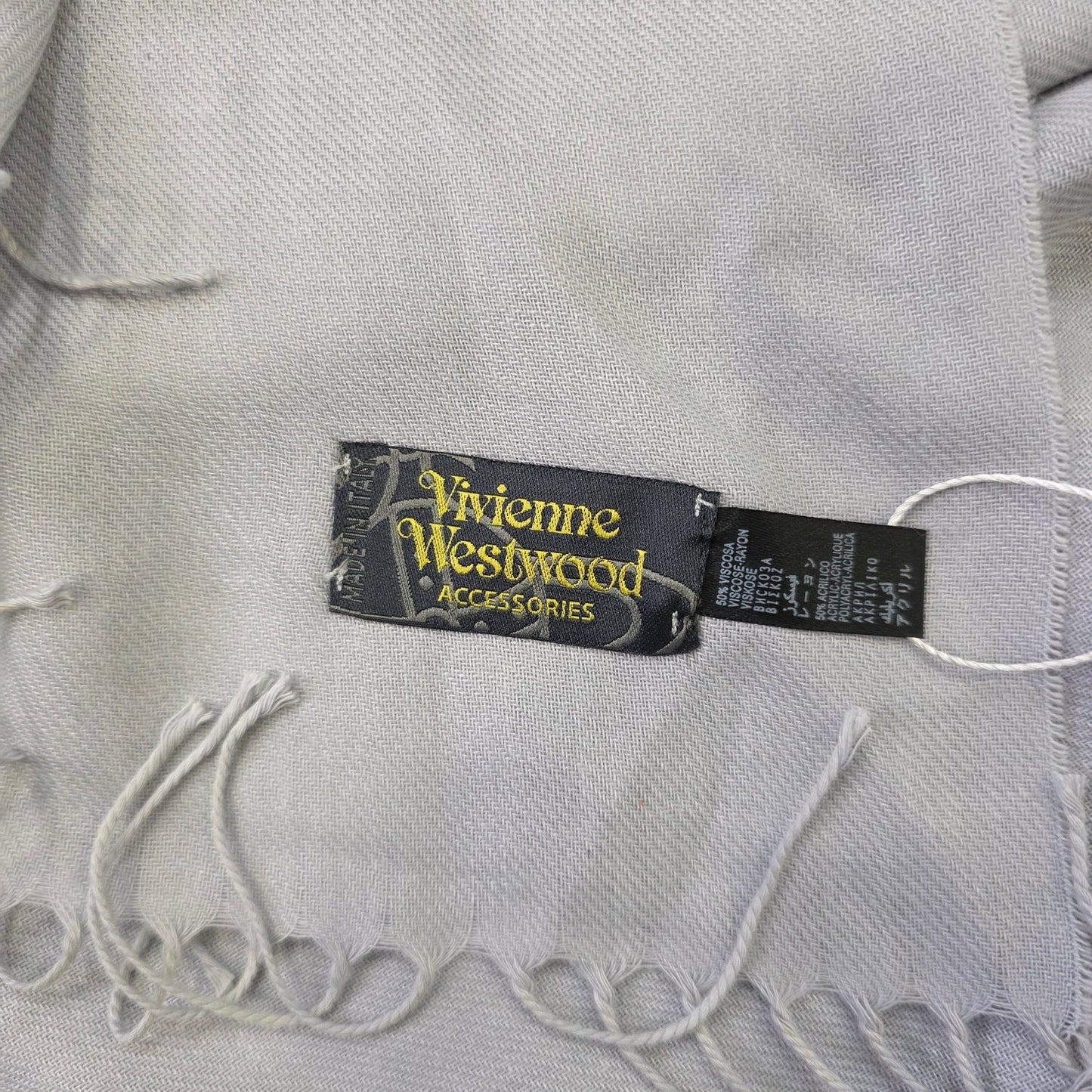Vivienne Westwood Logo Embellished Light Grey Scarf (Pre-Owned)