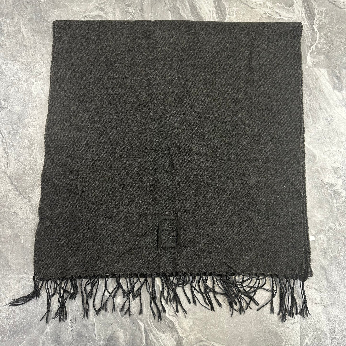 Fendi Logo Embroidered Fringe Scarf (Pre-Owned)
