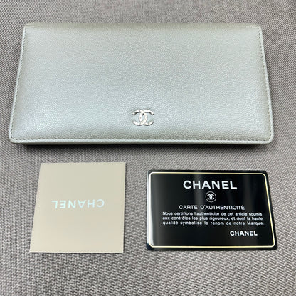 CHANEL Long Wallet Caviar Leather Silver Hardware (Pre-Owned)