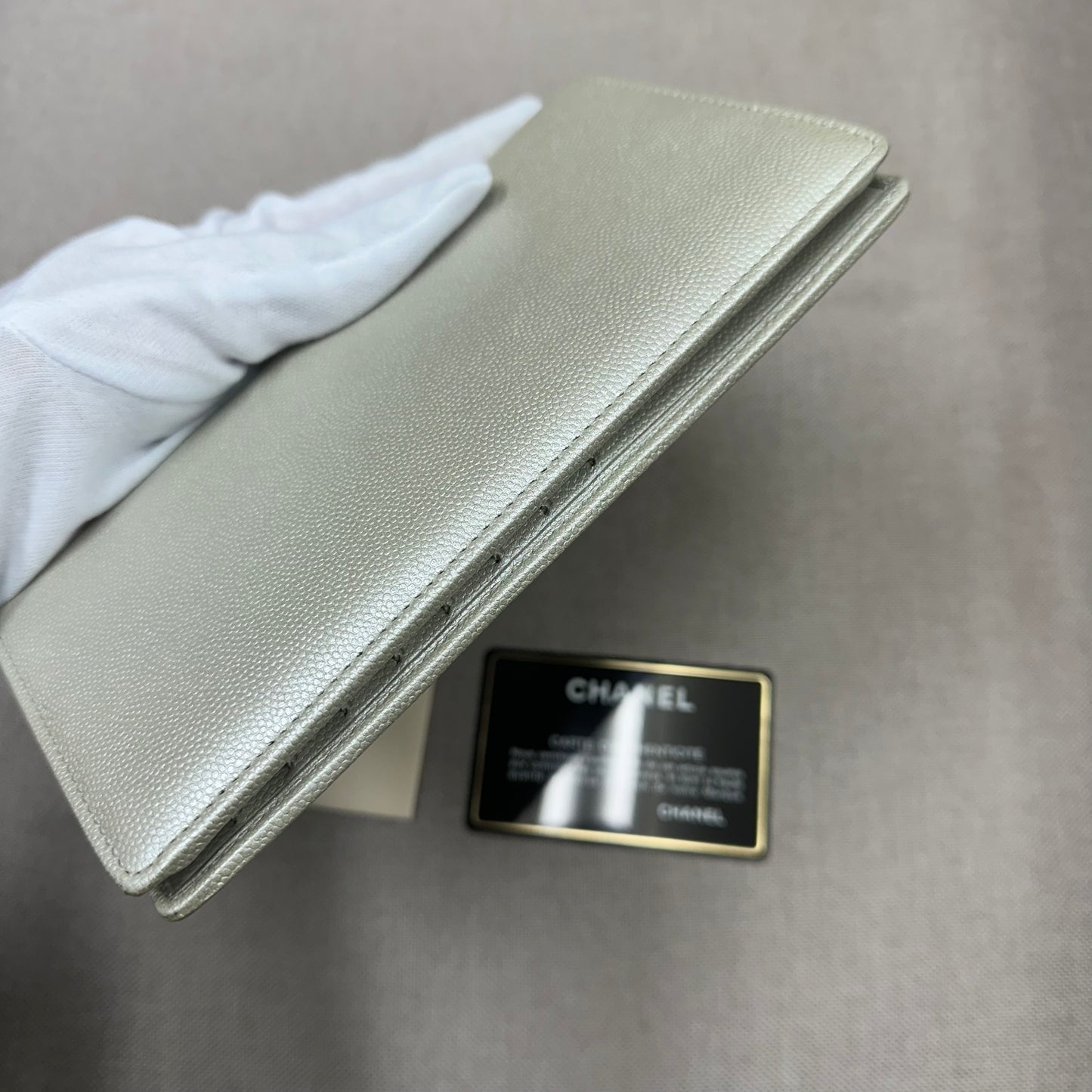 CHANEL Long Wallet Caviar Leather Silver Hardware (Pre-Owned)