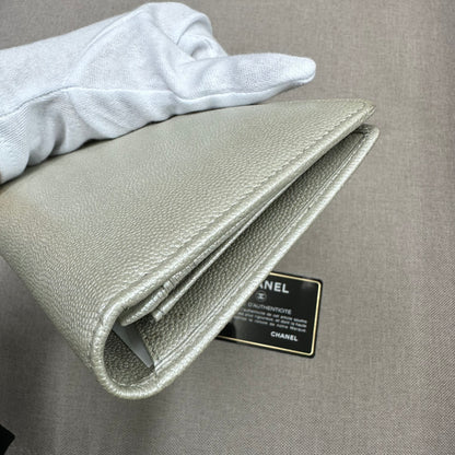 CHANEL Long Wallet Caviar Leather Silver Hardware (Pre-Owned)