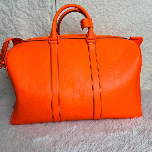 GUCCI Embossed GG Leather Travel Bag (Pre-Owned)