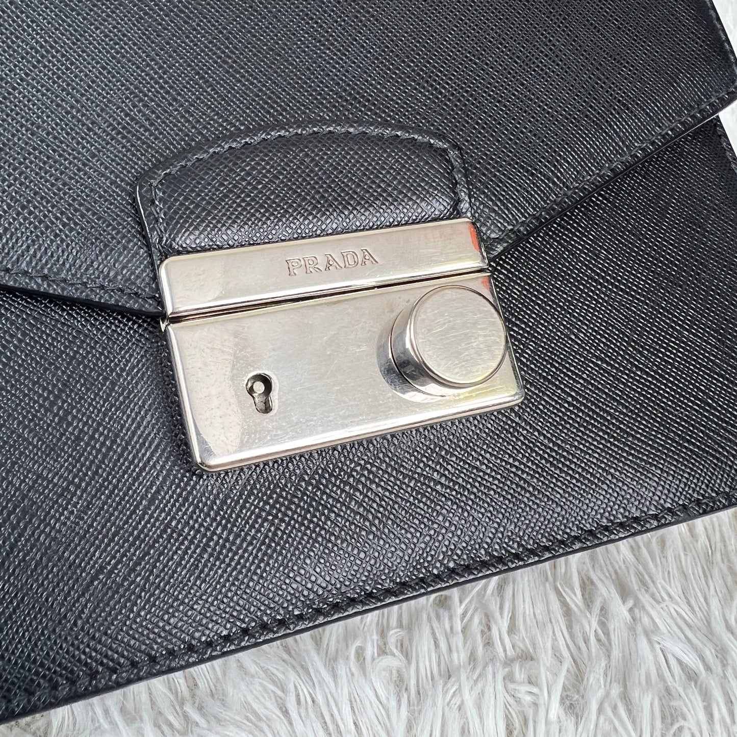 PRADA Saffiano Leather Chain Shoulder Bag (Pre-Owned)
