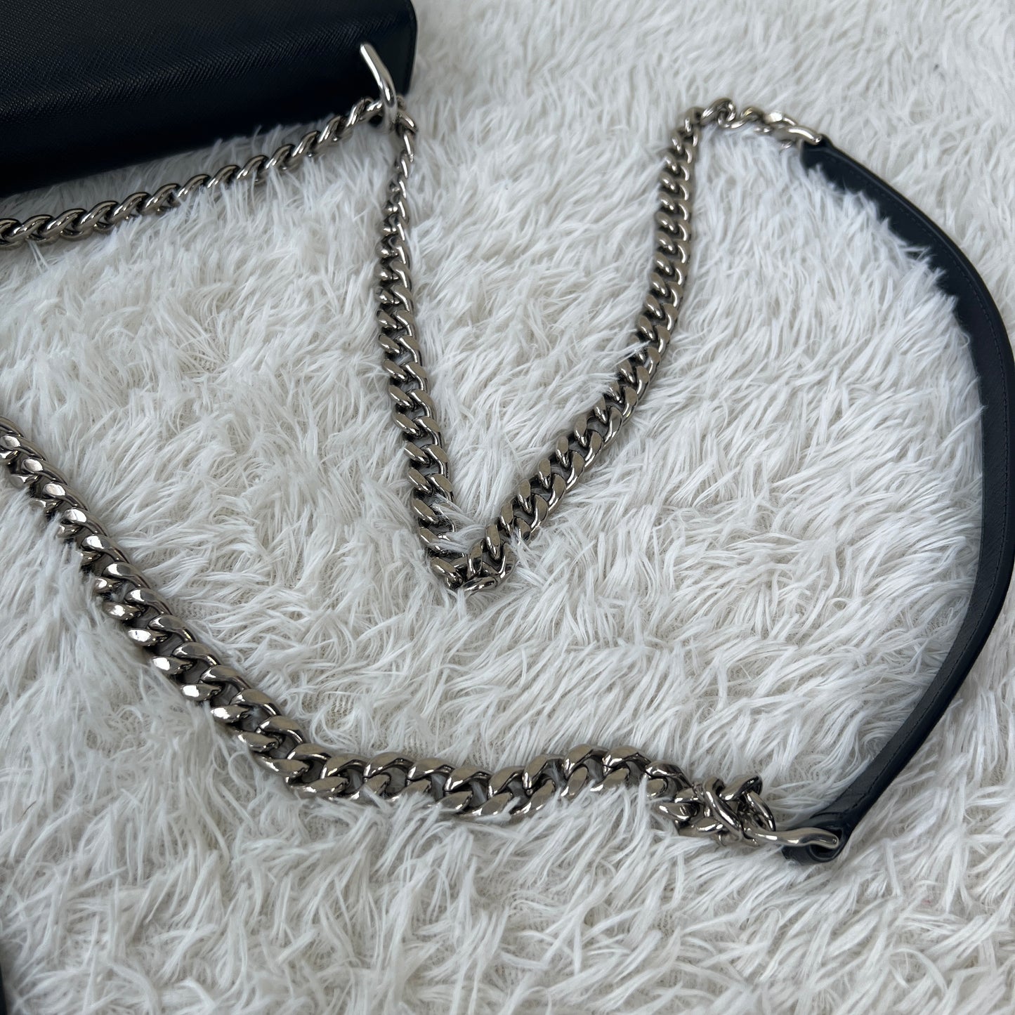 PRADA Saffiano Leather Chain Shoulder Bag (Pre-Owned)