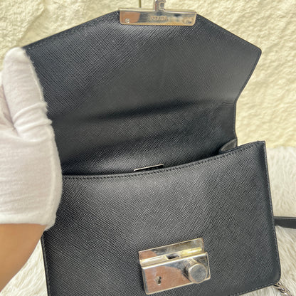 PRADA Saffiano Leather Chain Shoulder Bag (Pre-Owned)