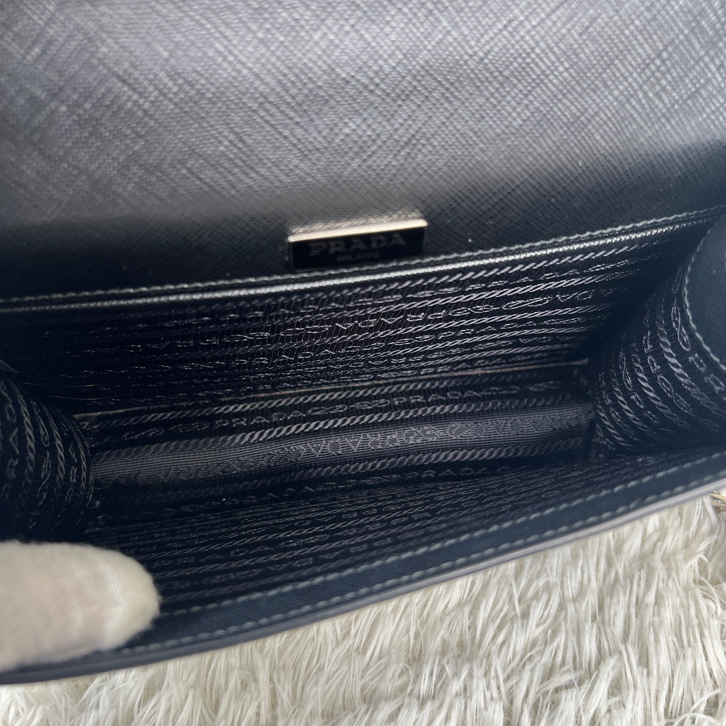 PRADA Saffiano Leather Chain Shoulder Bag (Pre-Owned)