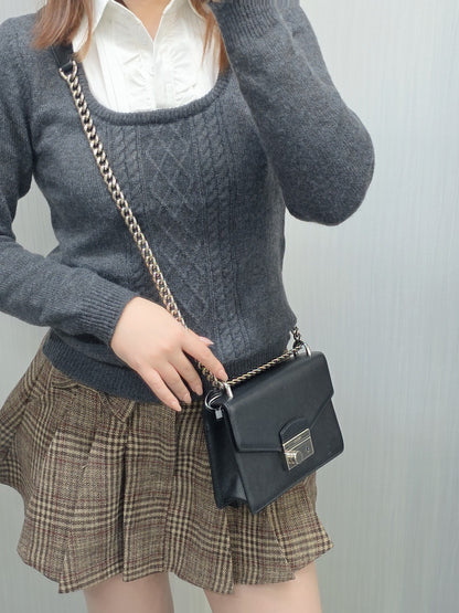 PRADA Saffiano Leather Chain Shoulder Bag (Pre-Owned)