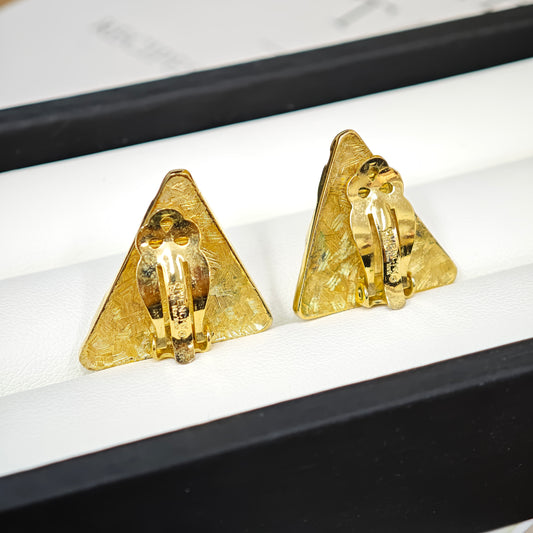 Givenchy Vintage Pearl Triangle Clip Earrings (Pre-Owned)