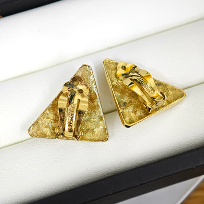 Givenchy Vintage Pearl Triangle Clip Earrings (Pre-Owned)