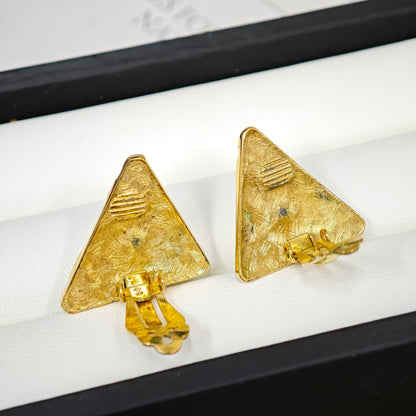 Givenchy Vintage Pearl Triangle Clip Earrings (Pre-Owned)
