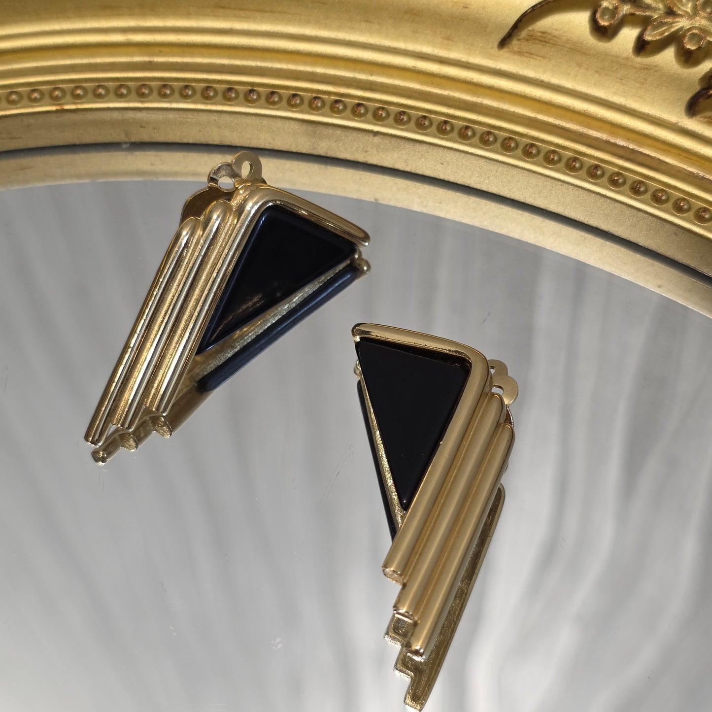 Givenchy Geometric Black & Gold Clip Earrings (Pre-Owned)