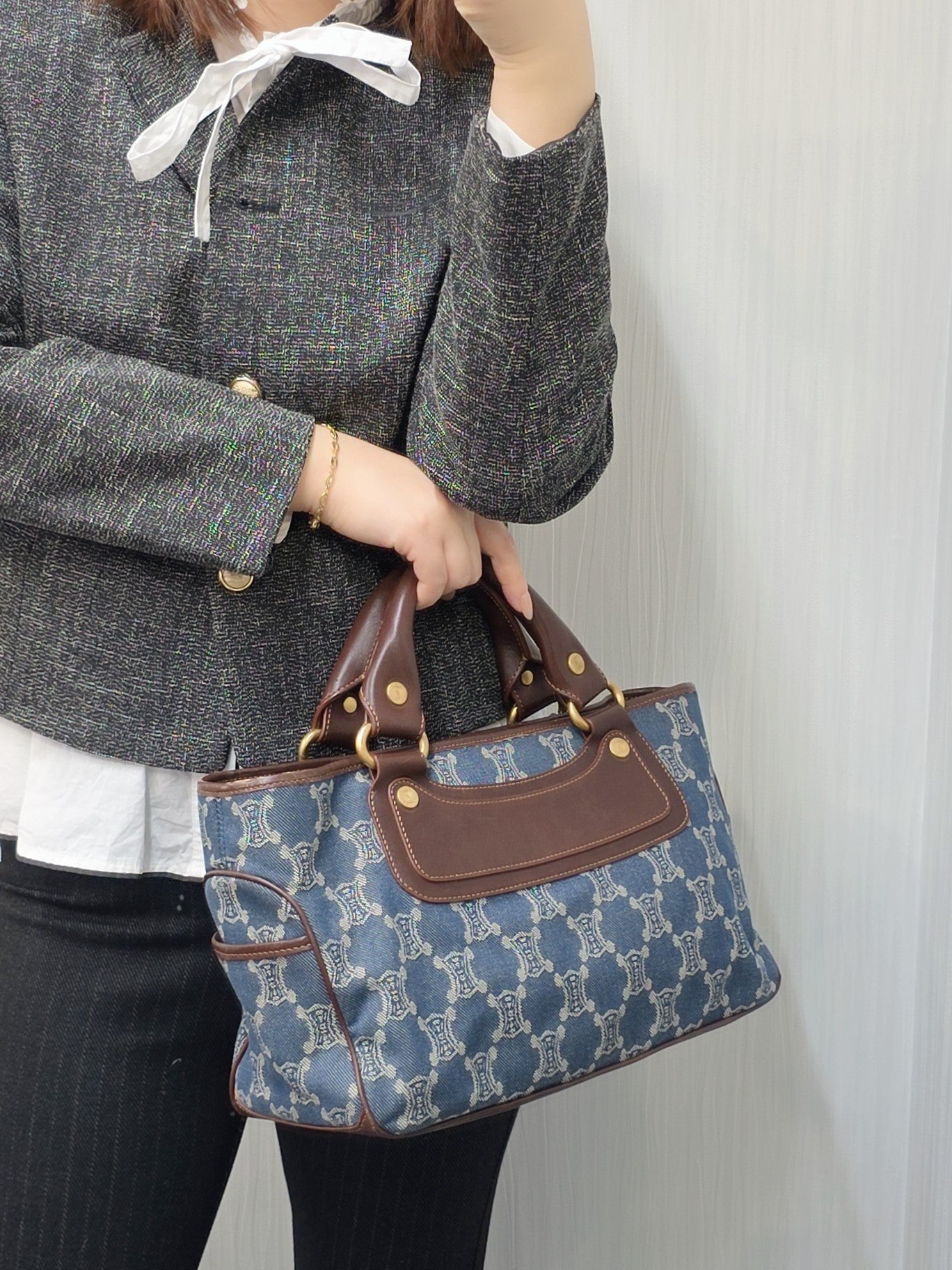 CELINE Triomphe Denim Handbag (Pre-Owned)
