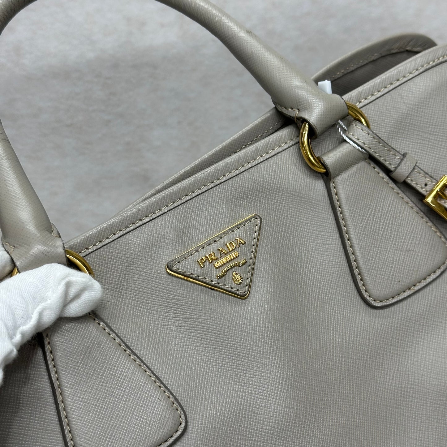 Prada Saffiano Leather Top Handle Shoulder Bag (Pre-Owned)