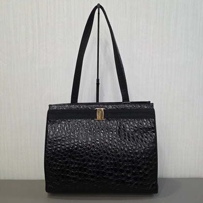 Salvatore Ferragamo Crocodile-Embossed Tote Shoulder Bag (Pre-Owned)