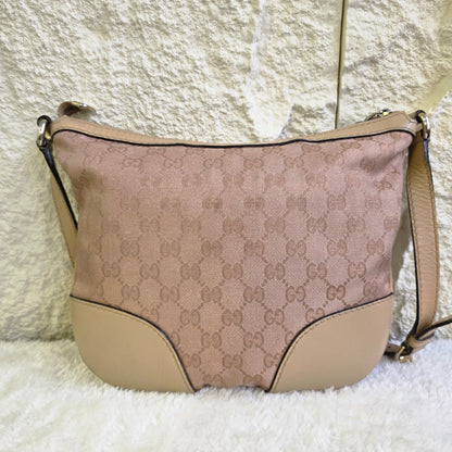 Gucci GG Canvas Shoulder Bag Heart Logo Beige (Pre-Owned)