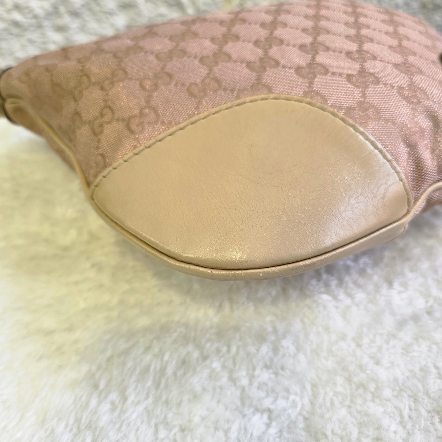 Gucci GG Canvas Shoulder Bag Heart Logo Beige (Pre-Owned)