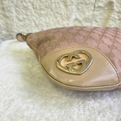 Gucci GG Canvas Shoulder Bag Heart Logo Beige (Pre-Owned)