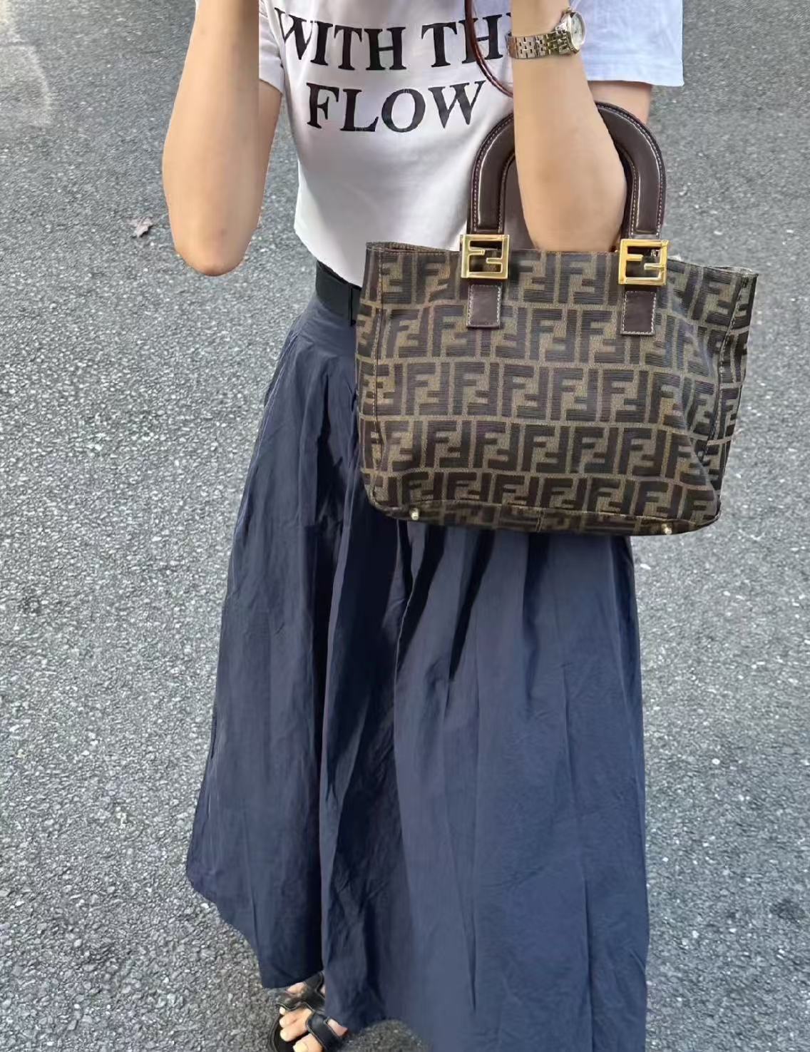 Fendi Zucca Canvas Top Handle Tote (Pre-owned)