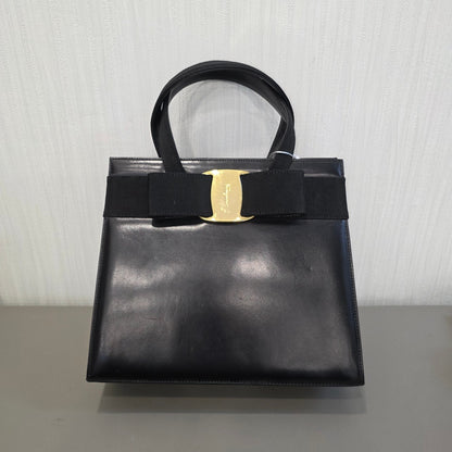 Salvatore Ferragamo Vara Bow Top Handle Bag Black (Pre-owned)