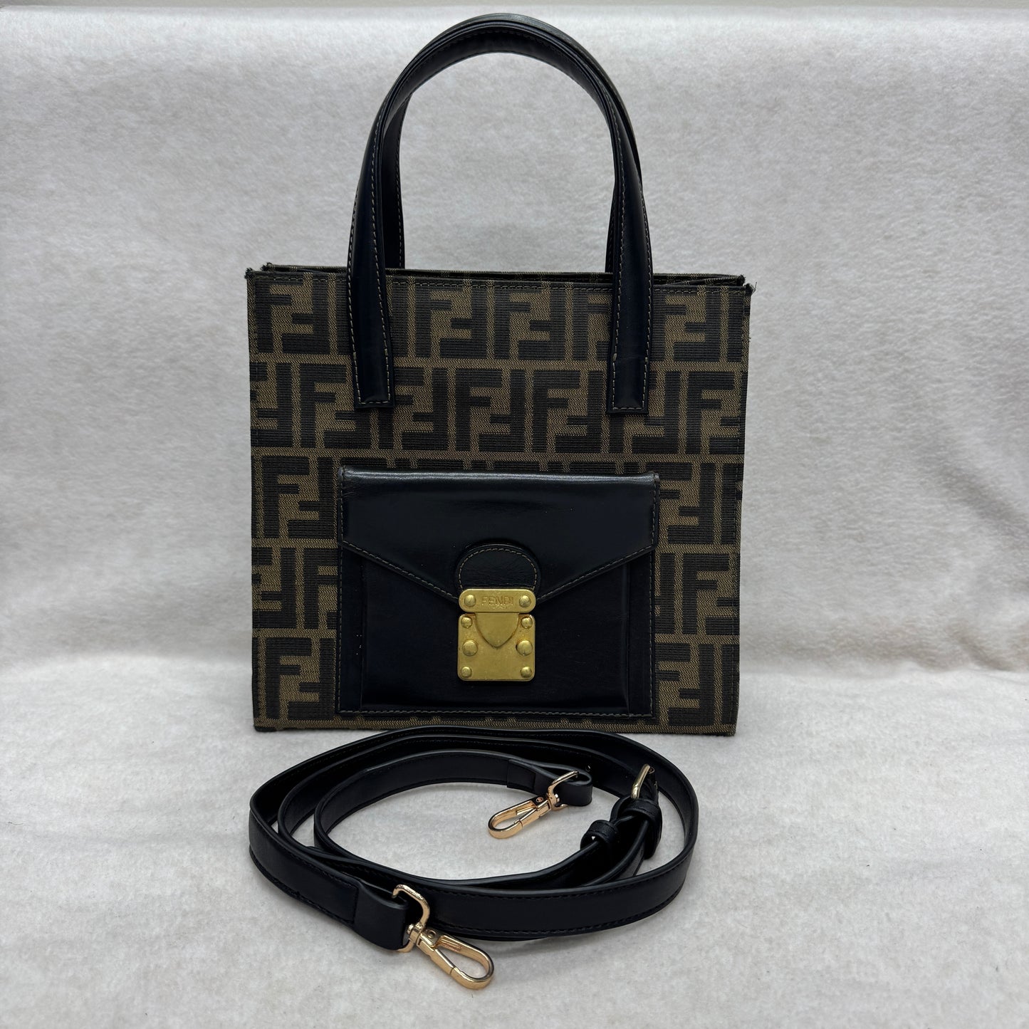 FENDI Zucca FF Canvas Mini Tote Crossbody Briefcase (Pre-Owned)