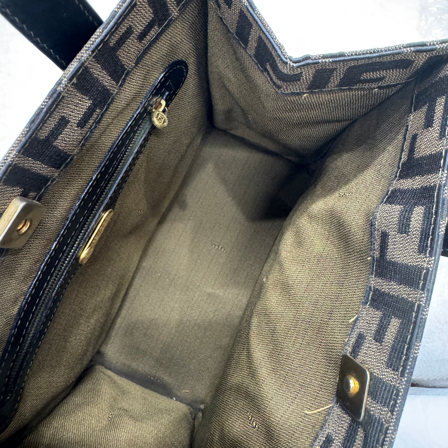 FENDI Zucca FF Canvas Mini Tote Crossbody Briefcase (Pre-Owned)
