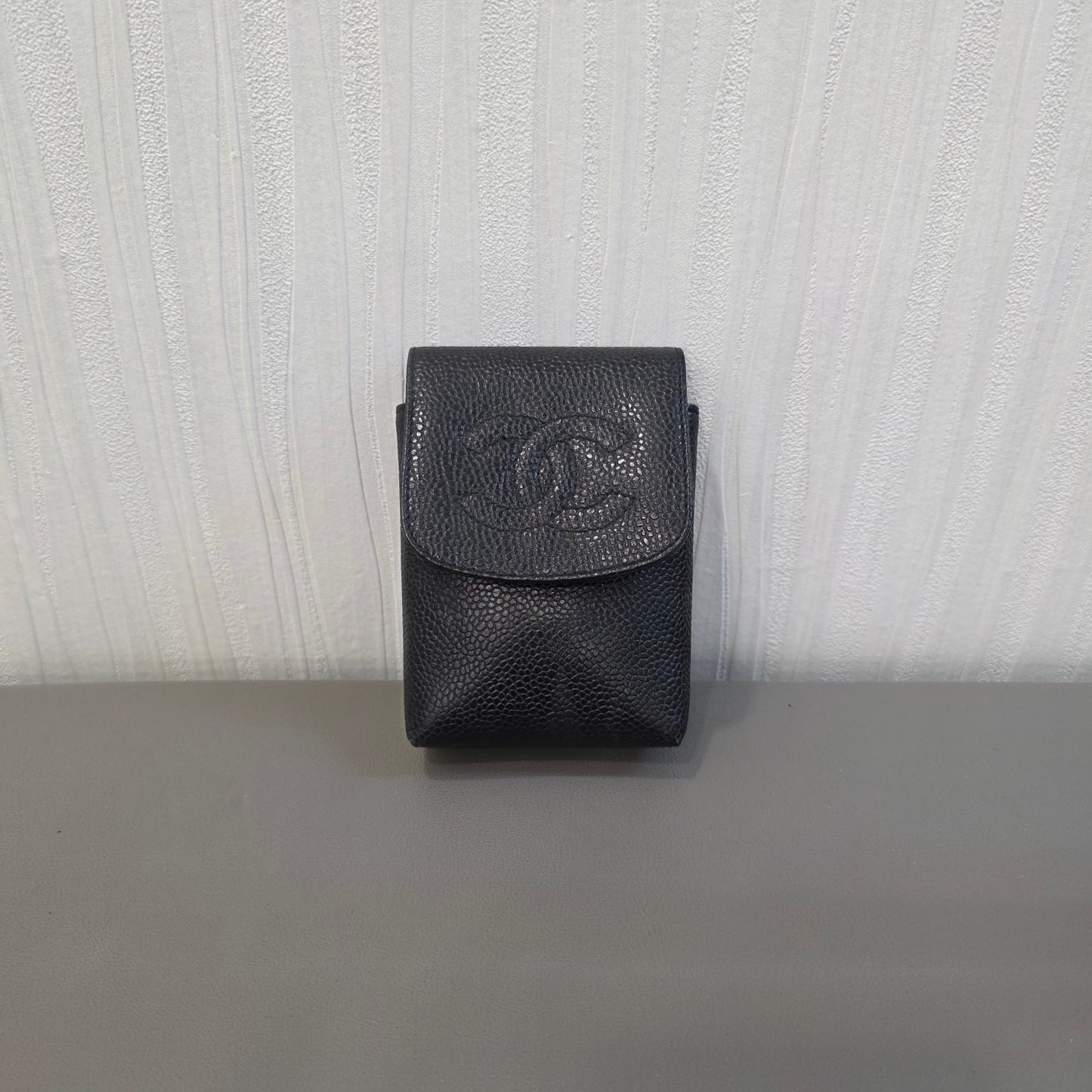 CHANEL Caviar Leather Mini Card Holder Pouch Black (Pre-Owned)