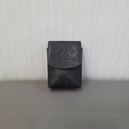 CHANEL Caviar Leather Mini Card Holder Pouch Black (Pre-Owned)