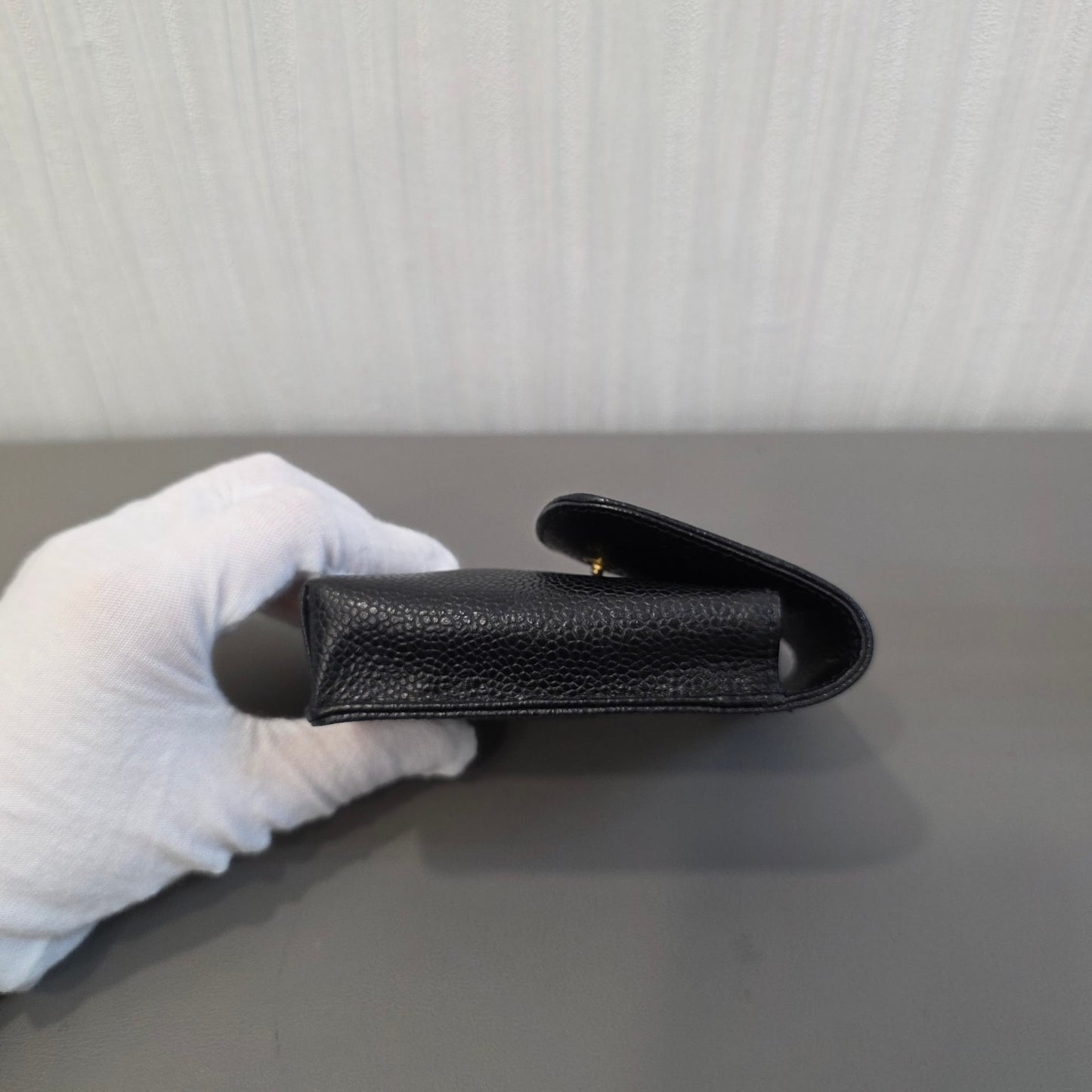 CHANEL Caviar Leather Mini Card Holder Pouch Black (Pre-Owned)