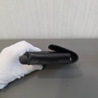 CHANEL Caviar Leather Mini Card Holder Pouch Black (Pre-Owned)
