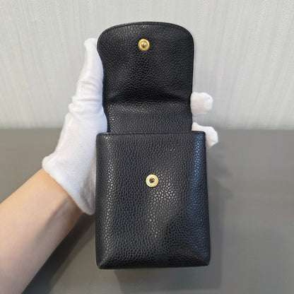 CHANEL Caviar Leather Mini Card Holder Pouch Black (Pre-Owned)