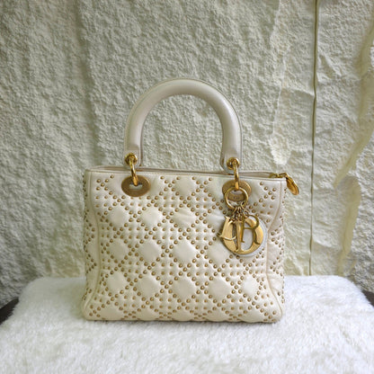 Christian Dior Lady Dior Studded Cannage Leather Bag (Pre-Owned)