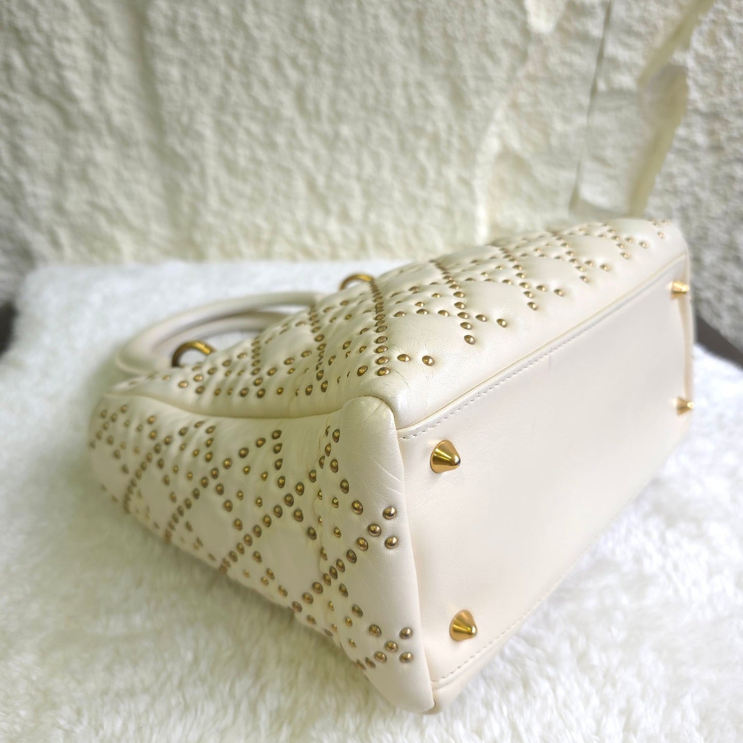 Christian Dior Lady Dior Studded Cannage Leather Bag (Pre-Owned)