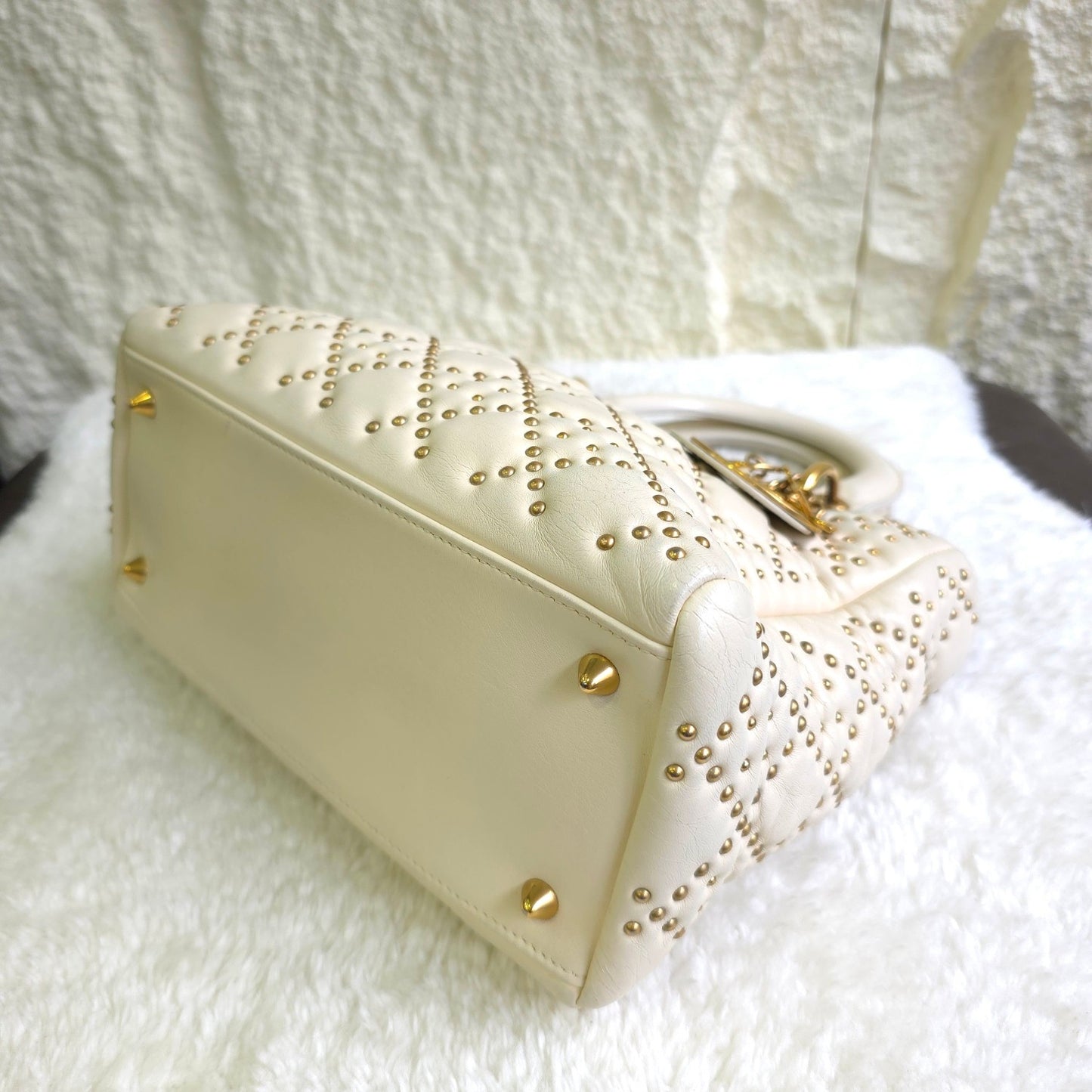 Christian Dior Lady Dior Studded Cannage Leather Bag (Pre-Owned)