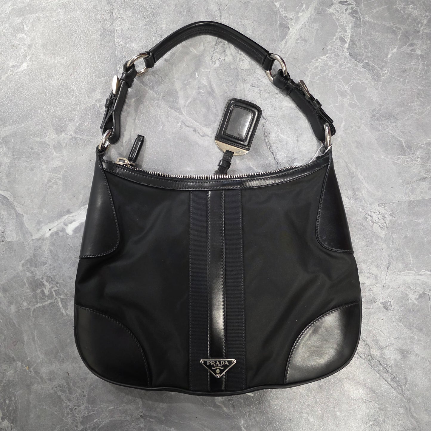 Prada 尼龙皮革单肩包（二手） 