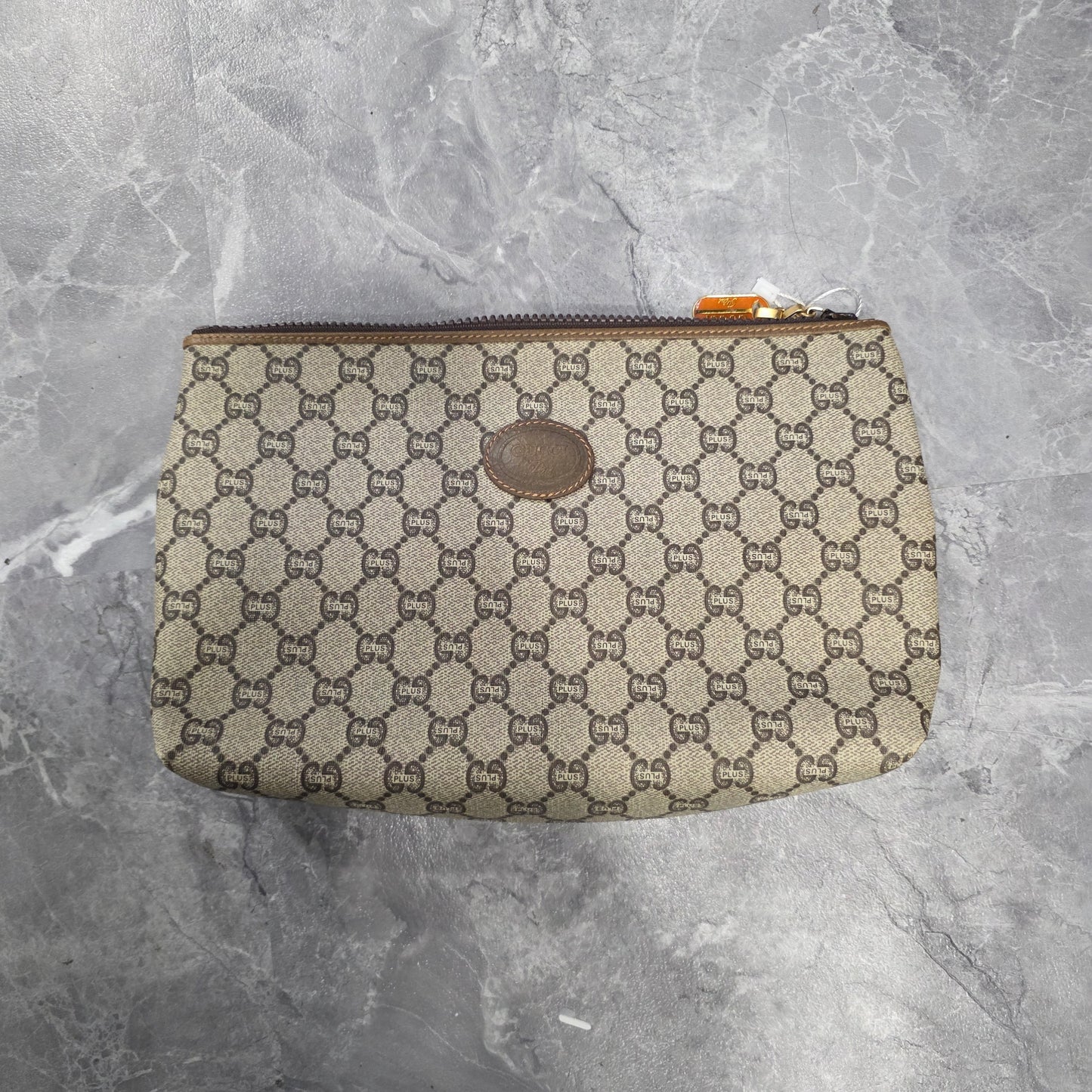 Gucci Plus Monogram Canvas Zip Pouch (Pre-Owned)