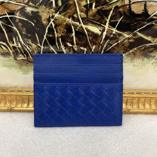 Bottega Veneta Intrecciato Leather Card Holder Blue (Pre-Owned)