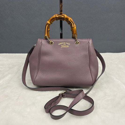 Gucci Bamboo Handle Pebbled Leather Top Handle Bag (Pre-Owned)