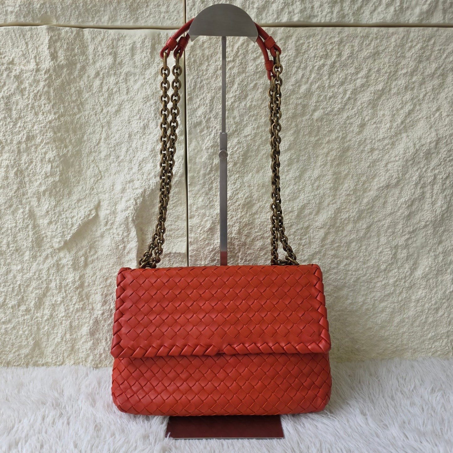 Bottega Veneta Intrecciato Flap Chain Shoulder Bag (Pre-Owned)
