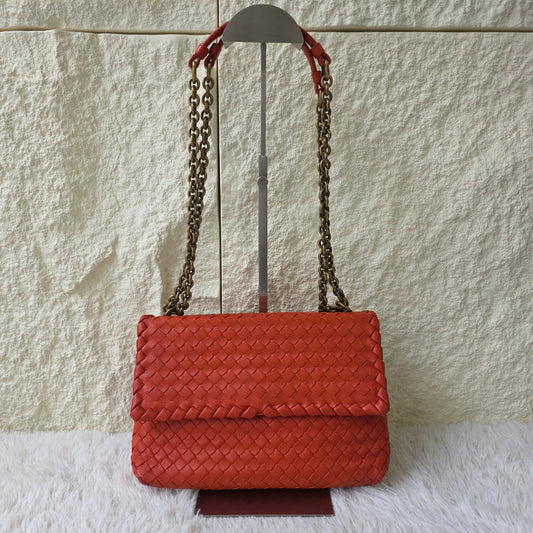 Bottega Veneta Intrecciato Flap Chain Shoulder Bag (Pre-Owned)