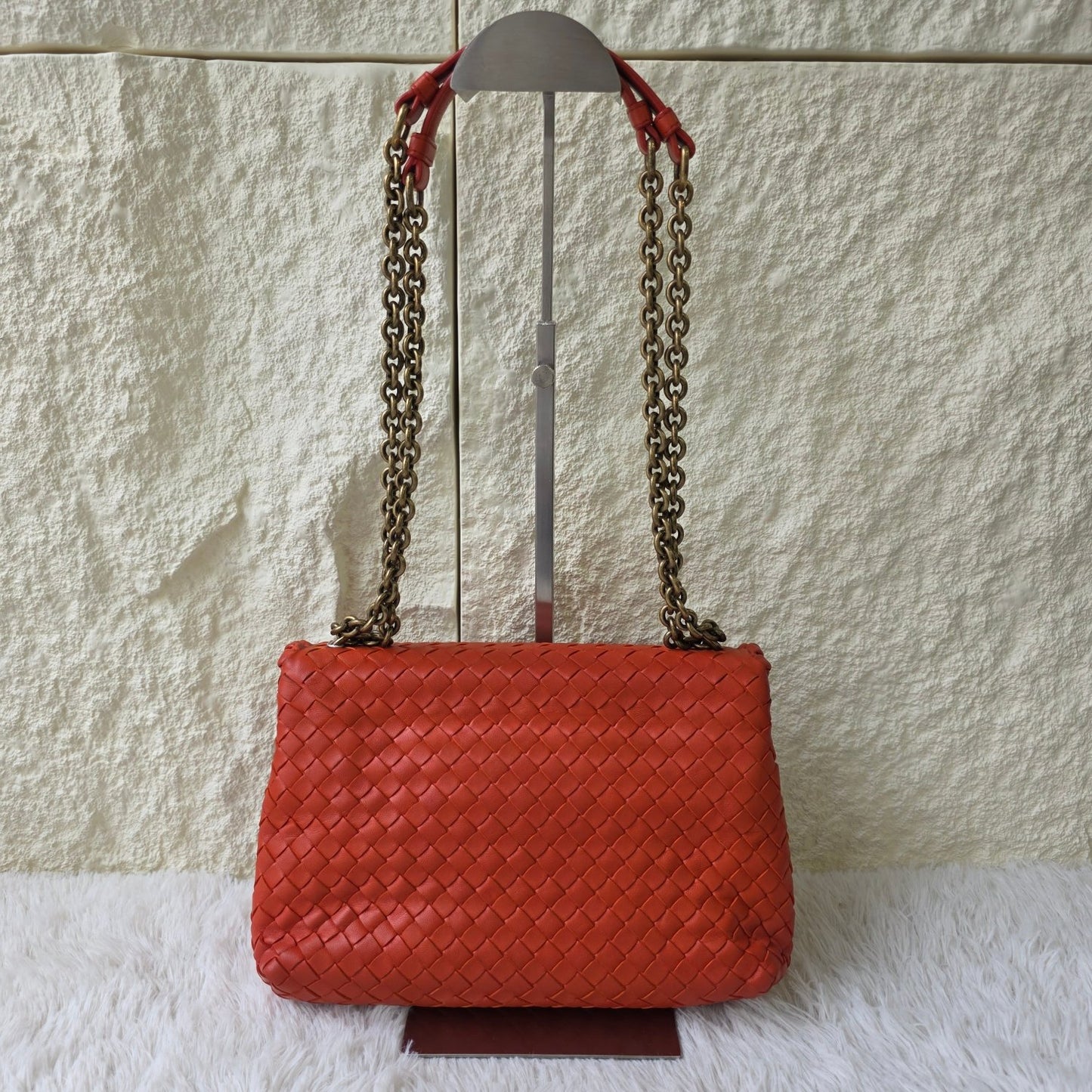Bottega Veneta Intrecciato Flap Chain Shoulder Bag (Pre-Owned)